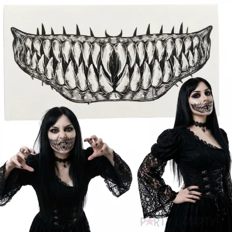 makijaz do stroju na halloween dia dde los muertos tatuaze zmywalne sztuczne zeby demon make up