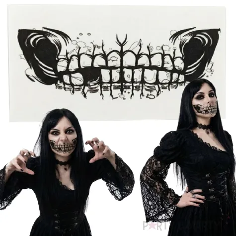 makijaz do stroju na halloween dia dde los muertos tatuaze zmywalne sztuczne zeby demon make up