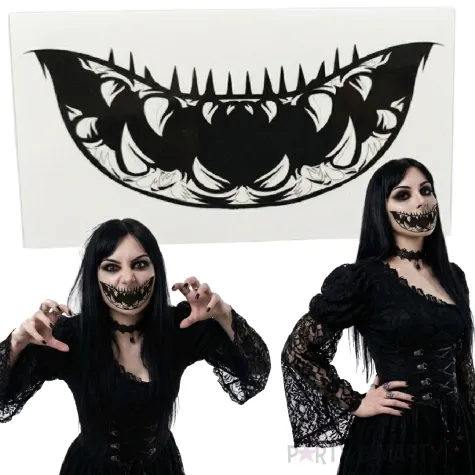 makijaz do stroju na halloween dia dde los muertos tatuaze zmywalne sztuczne zeby demon make up
