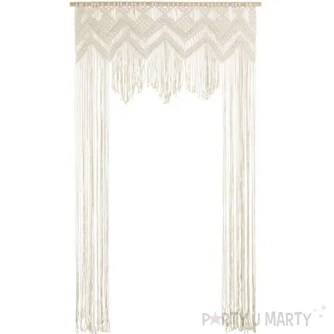 makrama kurtyna boho partydeco biala 104x182 cm