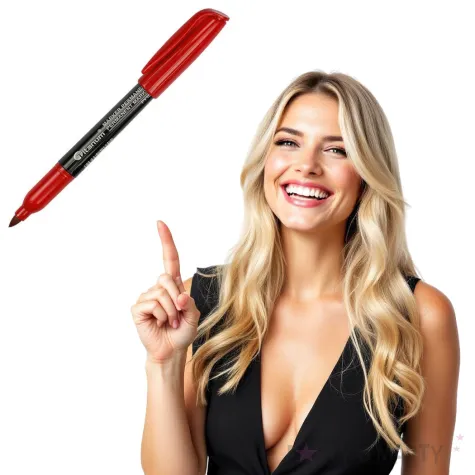 marker permanentny okragly cienki czerwony titanum 2 mm