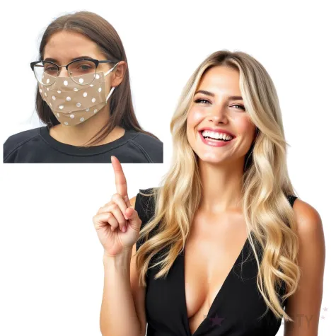 maseczka bawelniana dots adult na gumce brazowa jasna