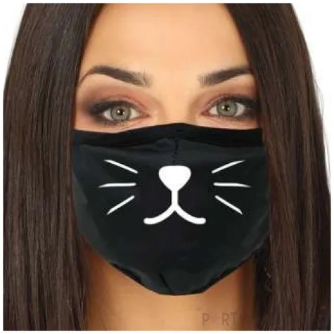 maseczka dla doroslych kotek czarna guirca
