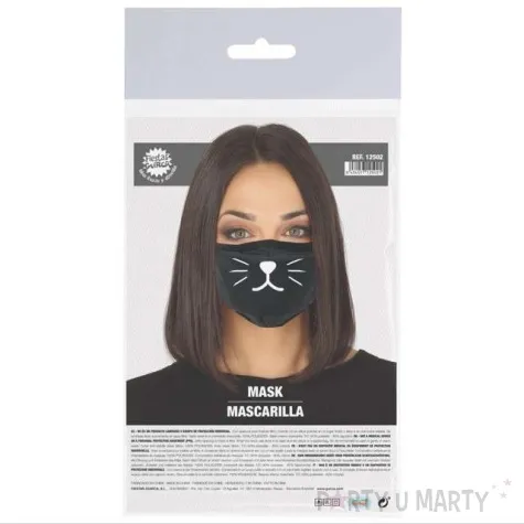 maseczka dla doroslych kotek czarna guirca