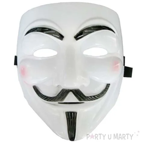 maska anonymous biala plastikowa