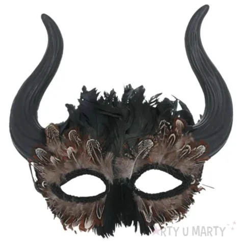 maska demon pierzasty brazowy smiffys