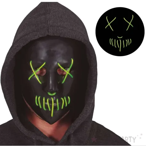 maska horror face swiecaca czarny guirca
