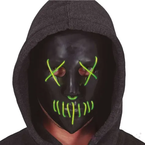 maska horror face swiecaca czarny guirca
