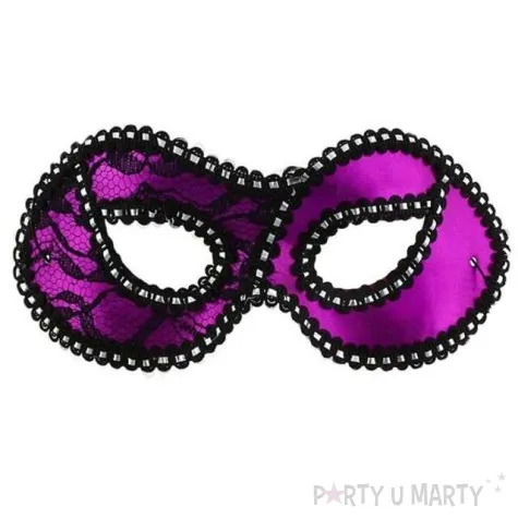 maska karnawalowa dama z koronka fioletowa