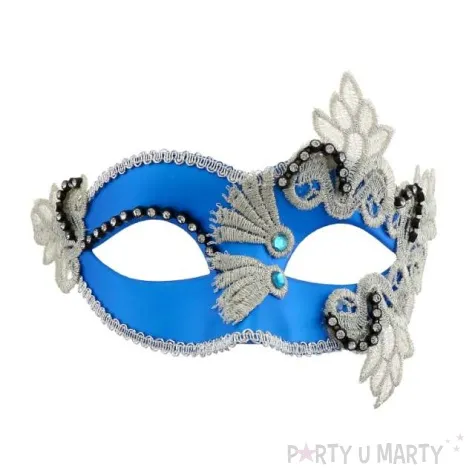 maska karnawalowa niebieska wzorzysta
