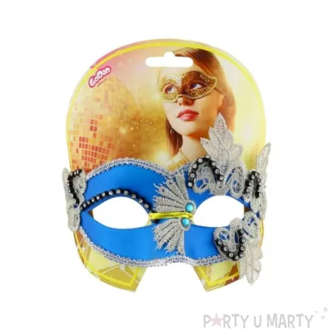 maska karnawalowa niebieska wzorzysta