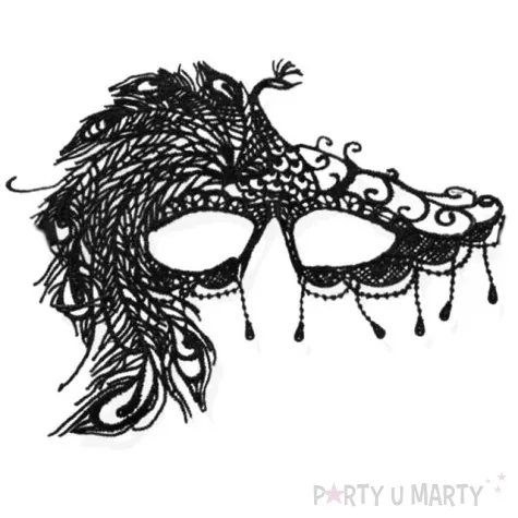maska karnawalowa paw czarna azurowa