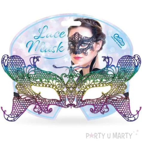 maska karnawalowa wenecka azurowa motyl teczowy godan
