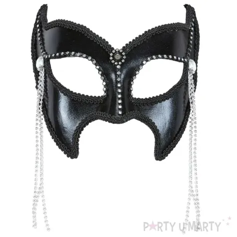 maska karnawalowa wenecka koraliki czarny widmann