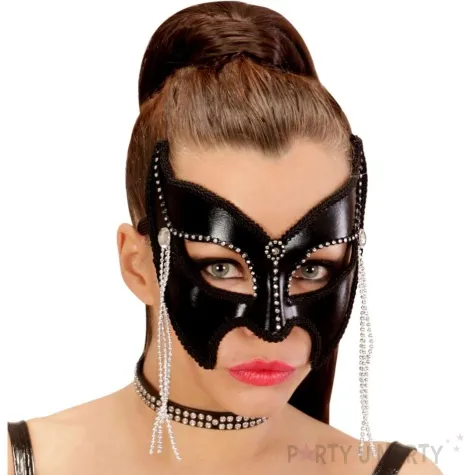 maska karnawalowa wenecka koraliki czarny widmann