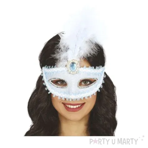 maska karnawalowa wenecka koronkowa blekitny guirca