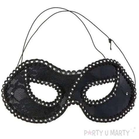 maska karnawalowa wenecka koronkowa czarna kraszek
