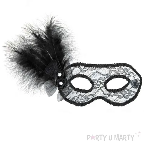 maska karnawalowa wenecka koronkowa czarny partypal