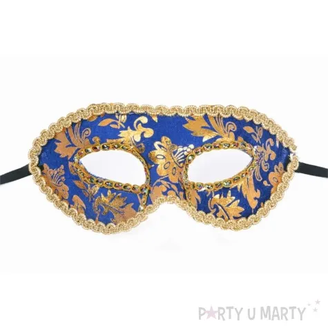 maska karnawalowa wenecka ornamenty zloto niebieski arpex