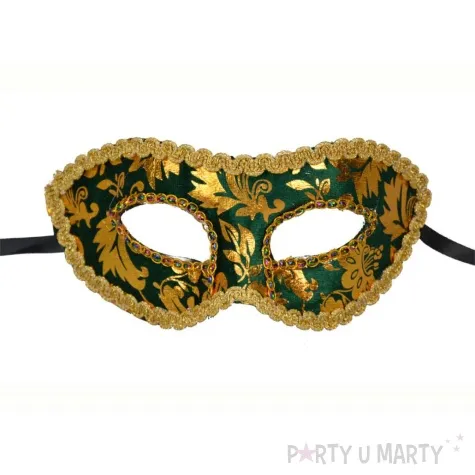 maska karnawalowa wenecka ornamenty zloto zielony arpex