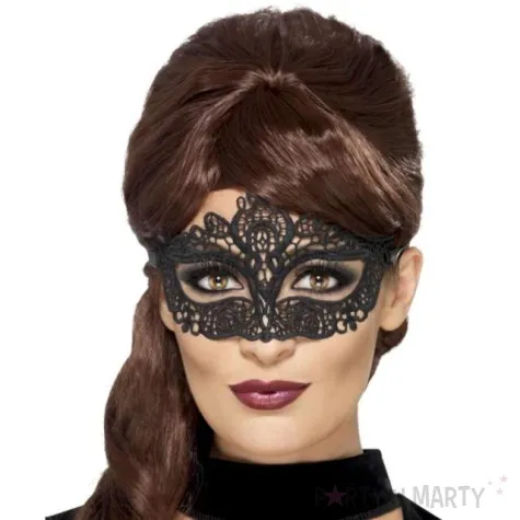 maska karnawalowa wenecka wyszywana czarna smiffys