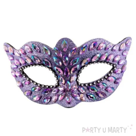 maska karnawalowa wenecka z dzetami fioletowy carnival toys