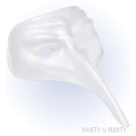 maska karnawalowa wenecka z nosem bialy widmann
