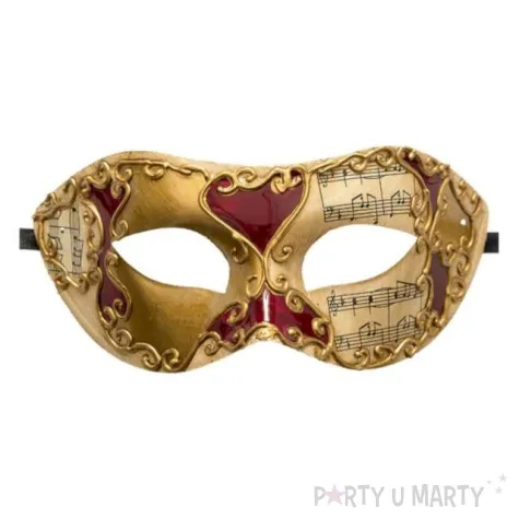 maska karnawalowa wenecka z nutami czerwony carnival toys
