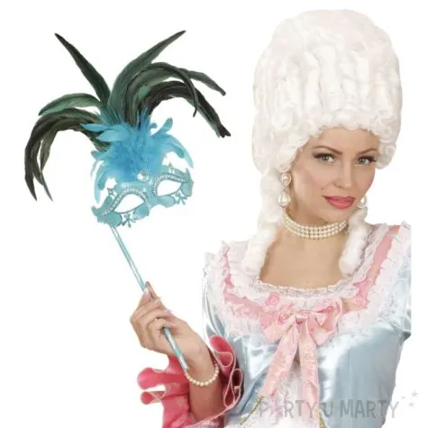 maska karnawalowa wenecka z piorami niebieski widmann