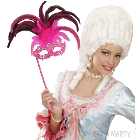 maska karnawalowa wenecka z piorami ombre rozowy widmann
