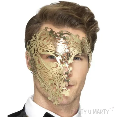 maska karnawalowa wenecka zloty filigran meska smiffys