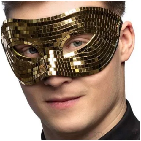 maska karnawalowa z cekinami w kolorze zlotym glamour