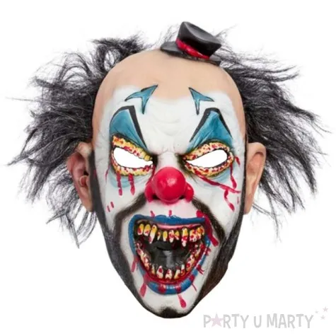 maska klaun mroczny z ciemnymi wlosami lateksowa smiffys