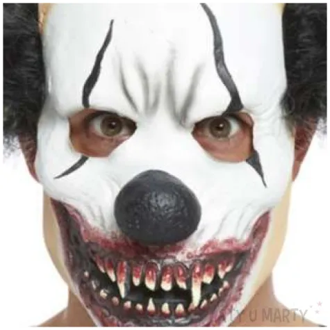 maska klaun mroczny z czarnymi wlosami lateksowa smiffys