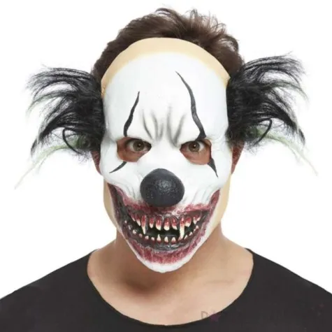 maska klaun mroczny z czarnymi wlosami lateksowa smiffys