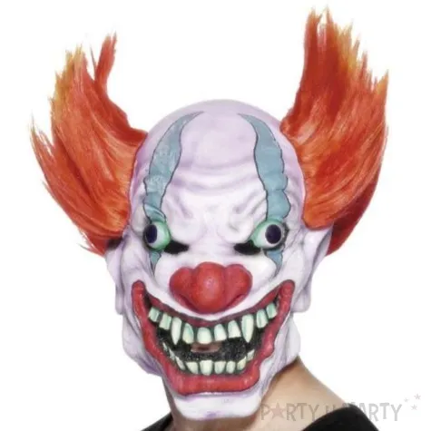 maska klaun z pomaranczowymi wlosami lateksowa smiffys