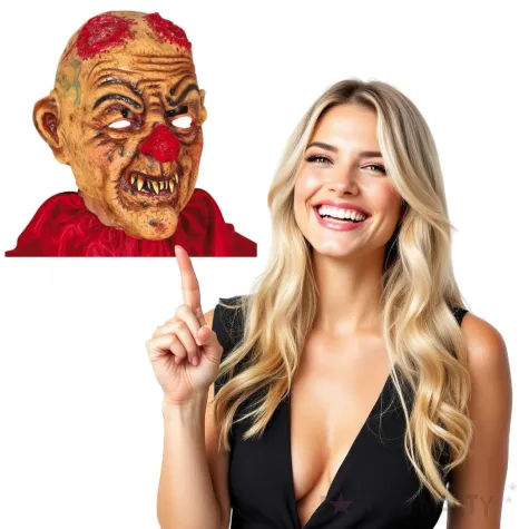 maska klaun z urwanymi rogami lateksowa guirca