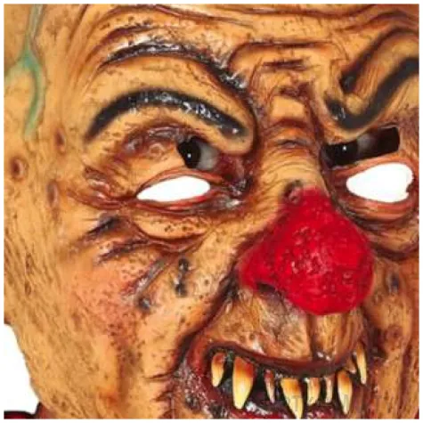 maska klaun z urwanymi rogami lateksowa guirca