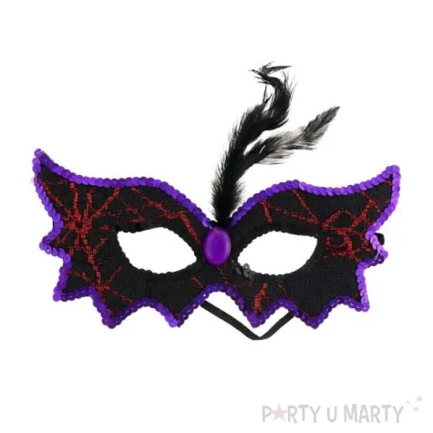 maska nietoperz z piorkiem