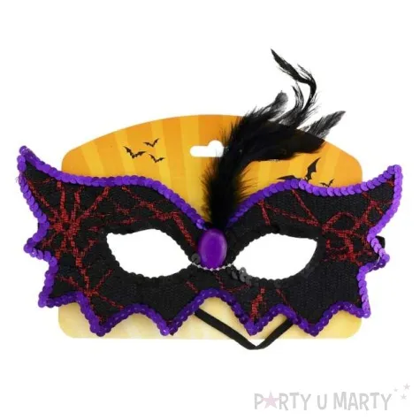 maska nietoperz z piorkiem