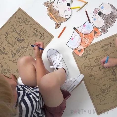 maska papierowa kolorowanka zwierzatka woodland partydeco 6 szt