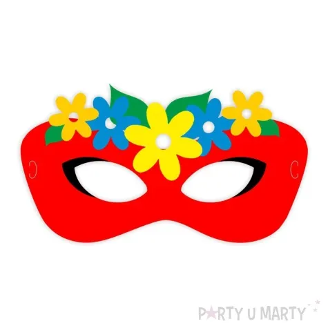 maska papierowa kwiatowy wieniec czerwona rozm uniwersalny