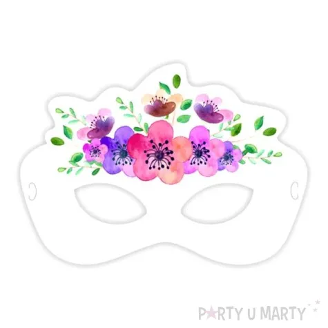 maska papierowa kwiaty wiosenne biala rozm uniwersalny