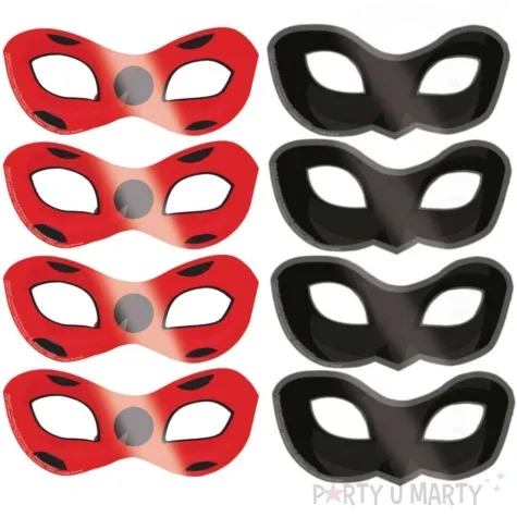 maska papierowa miraculum biedronka i czarny kot amscan 8 szt