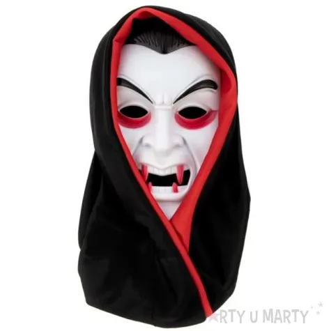 maska wampir z kapturem biala partypal