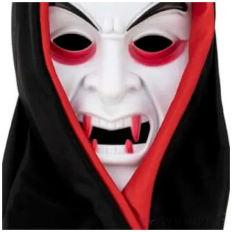 maska wampir z kapturem biala partypal