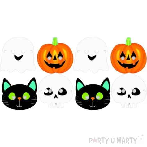 maski papierowe halloweenowe duszki amscan 8 szt