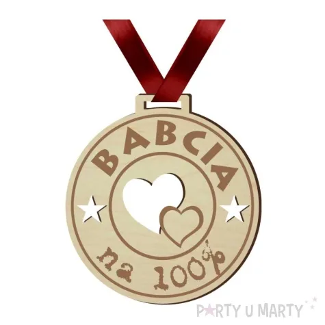 medal babcia na 100 drewniany 72 mm