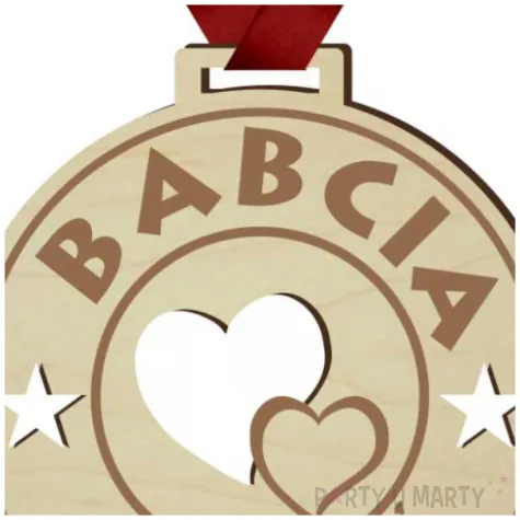 medal babcia na 100 drewniany 72 mm