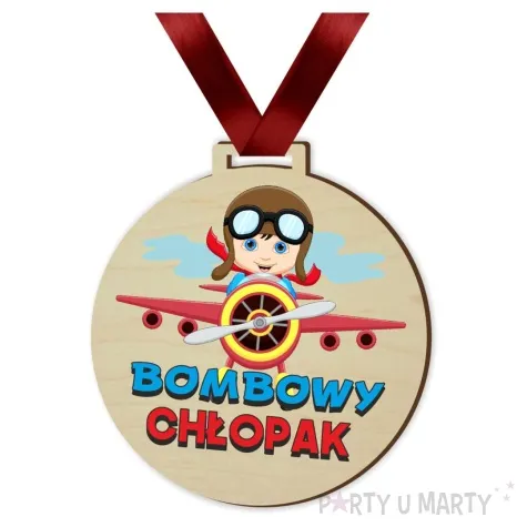 medal drukowany bombowy chlopak drewniany 72 mm